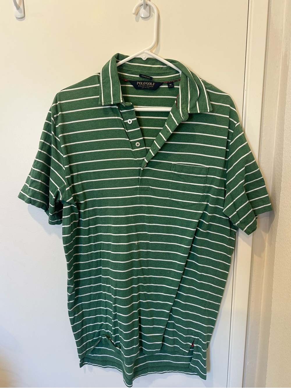Green Striped Cotton Polo Shirt